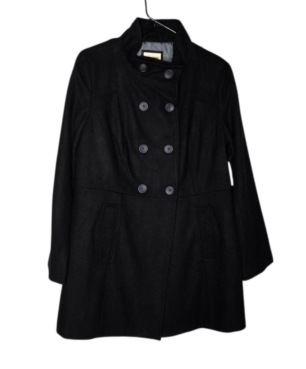 Old Navy Black Wool Blend Double Breasted Peacoat NEW Women's Large